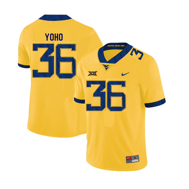 Men #36 Nick Yoho West Virginia Mountaineers College Football Jerseys Sale-Yellow - Click Image to Close